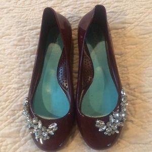 Oka-B ballet flats. Maroon with bling. Size 8